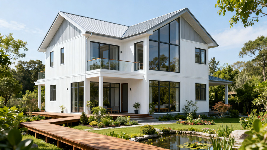 兩層180平方米現(xiàn)代簡約風(fēng)的輕鋼別墅(圖1) 兩層180平方米現(xiàn)代簡約風(fēng)的輕鋼別墅(圖1)